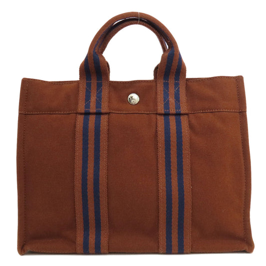 HERMES Handbag canvas Brown Sack Fool Toe PM Women Used