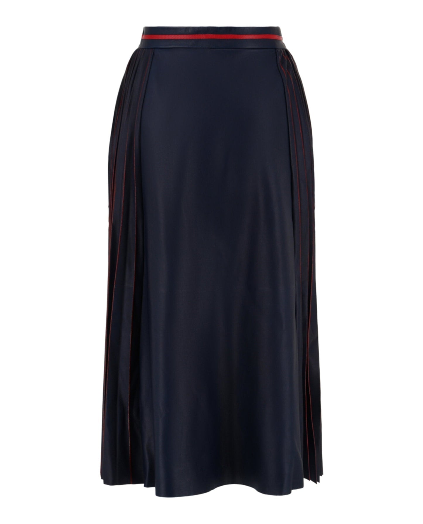Gucci Womens Pleated Leather Midi Skirt