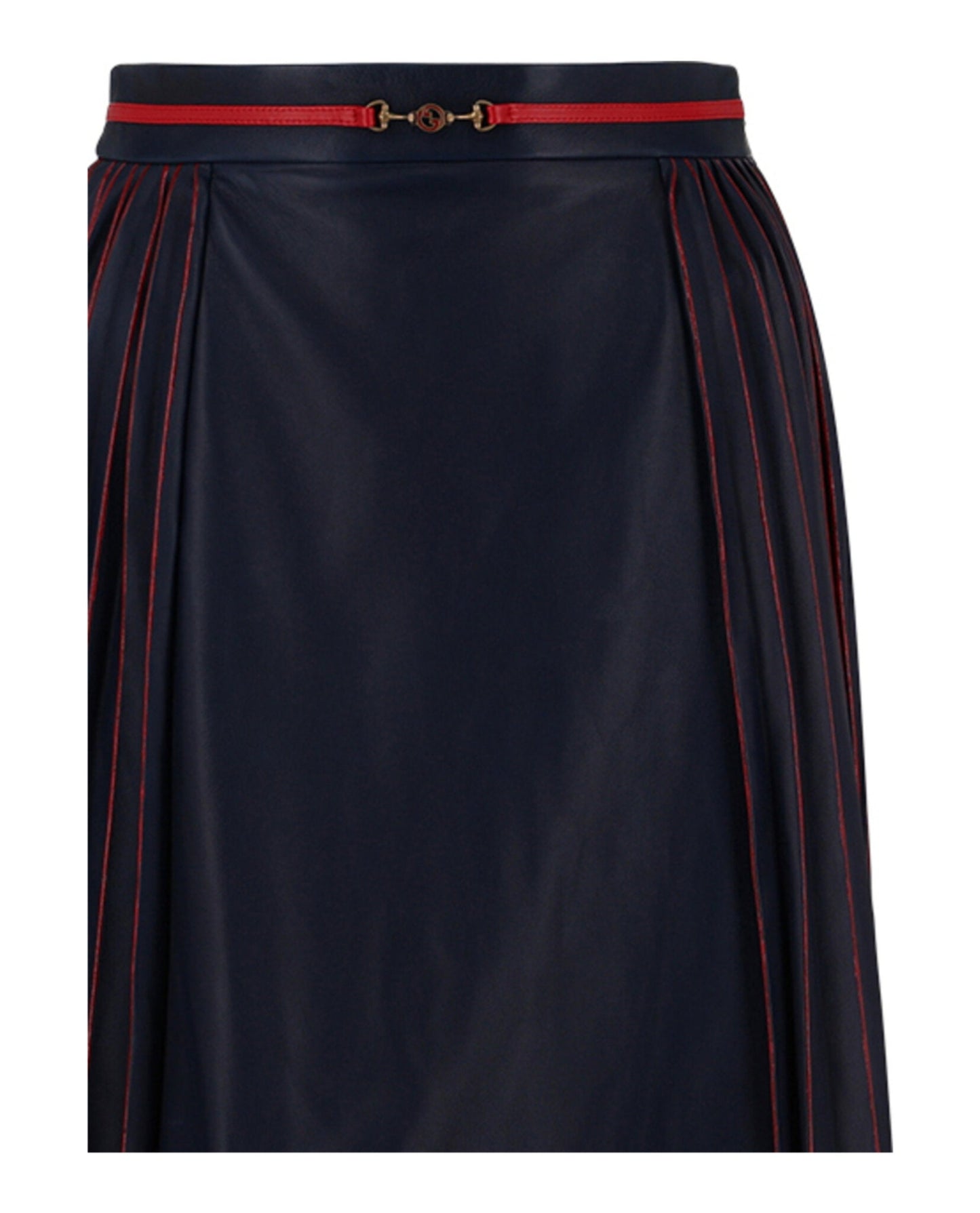 Gucci Womens Pleated Leather Midi Skirt