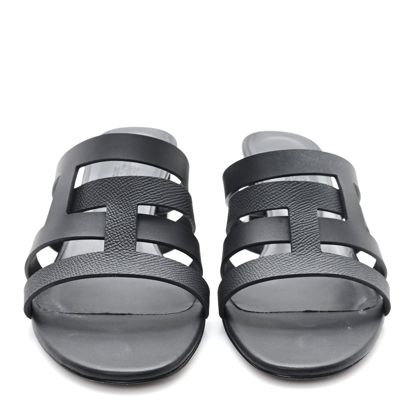 Hermes Calfskin Epsom Amica Sandals 39 Black
