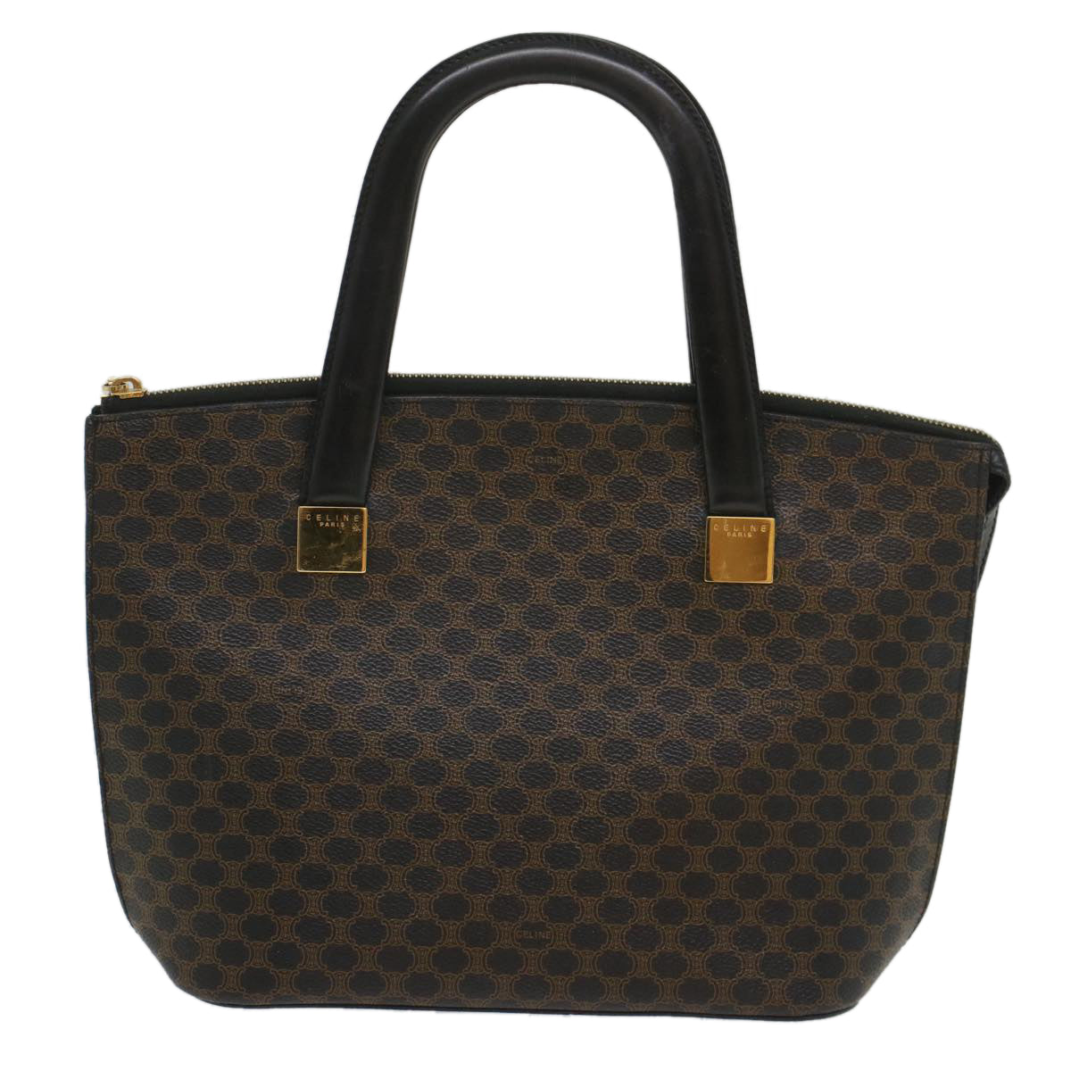 Luxury CELINE Macadam Canvas Hand Bag PVC Leather Black Brown  56309