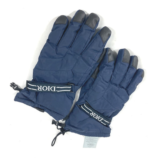 Dior gloves 113C901A0459 polyamide Navy Snowboarding Skiing logo gloves mens