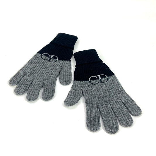 Dior gloves 213MG01AT481 wool black logo CD Bicolor mens S