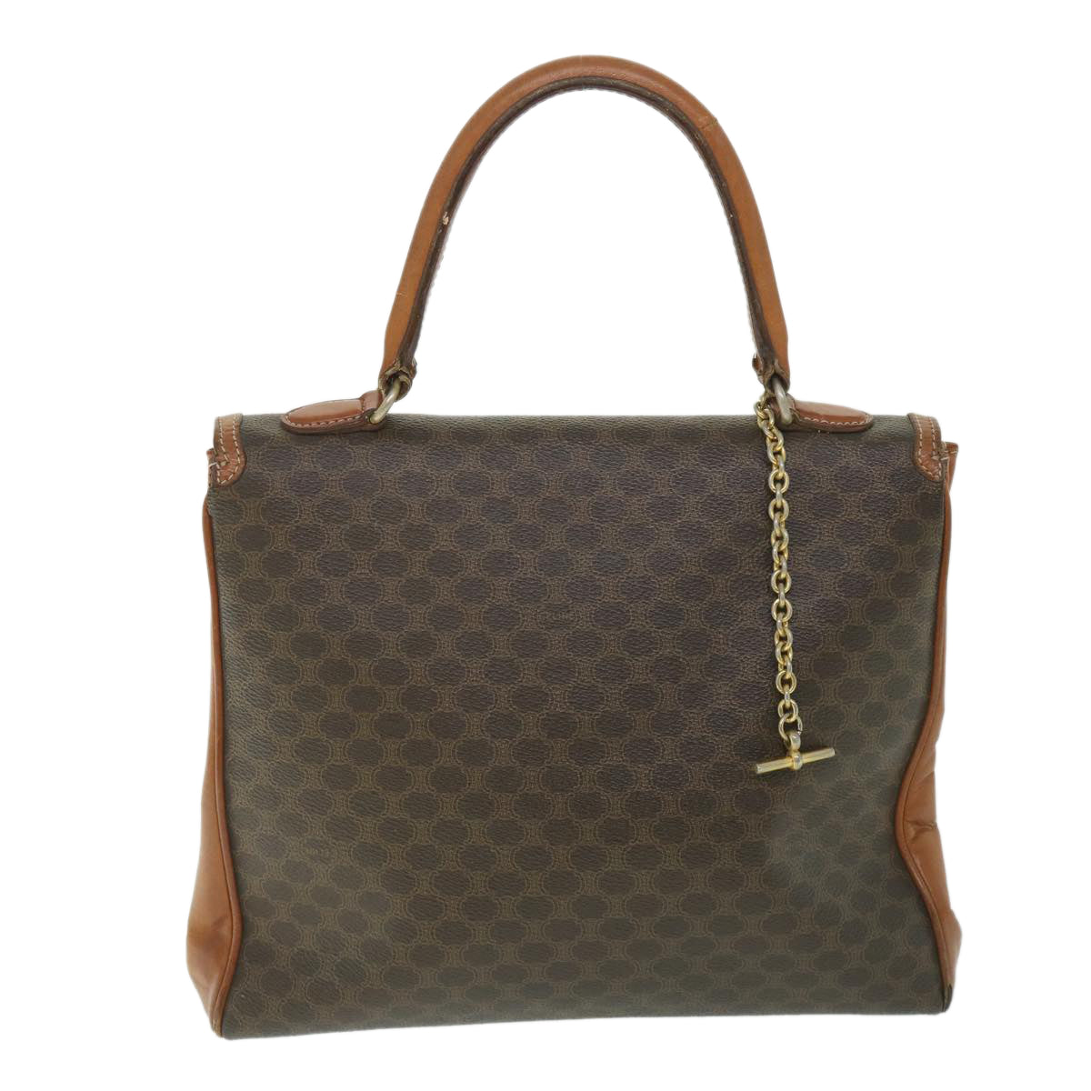 Luxury CELINE Macadam Canvas Hand Bag PVC Leather Brown  56385