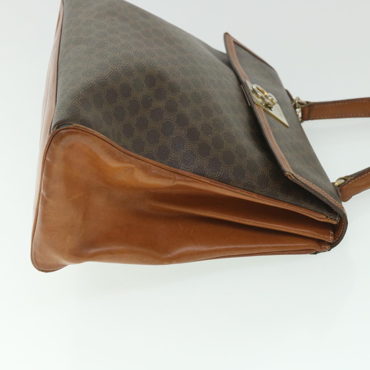 Luxury CELINE Macadam Canvas Hand Bag PVC Leather Brown  56385