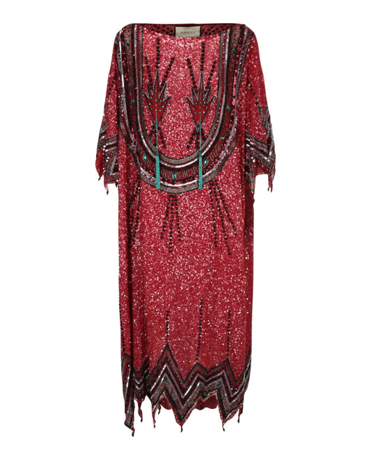 Gucci Womens Beaded and Crystal Embellished Dress