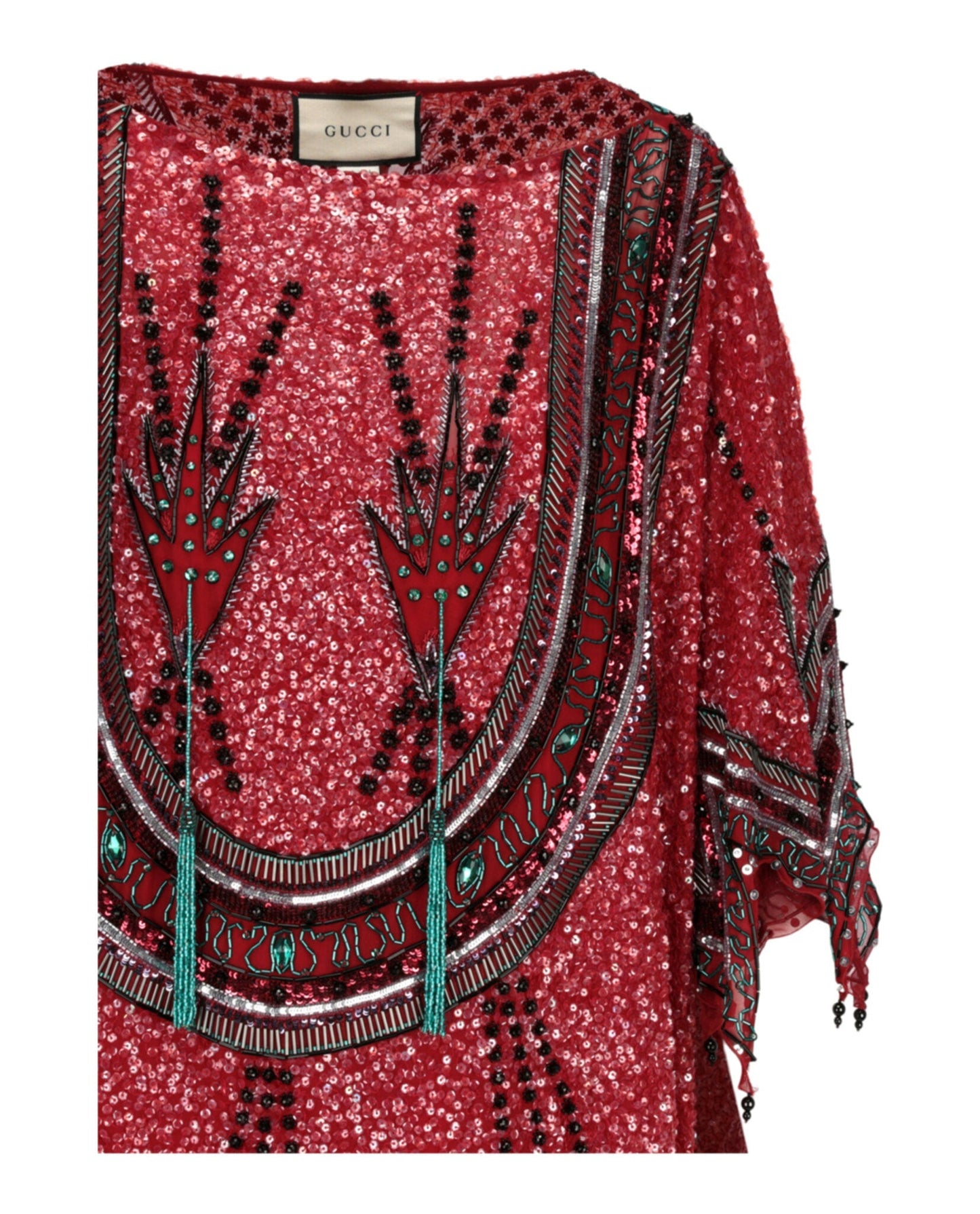Gucci Womens Beaded and Crystal Embellished Dress