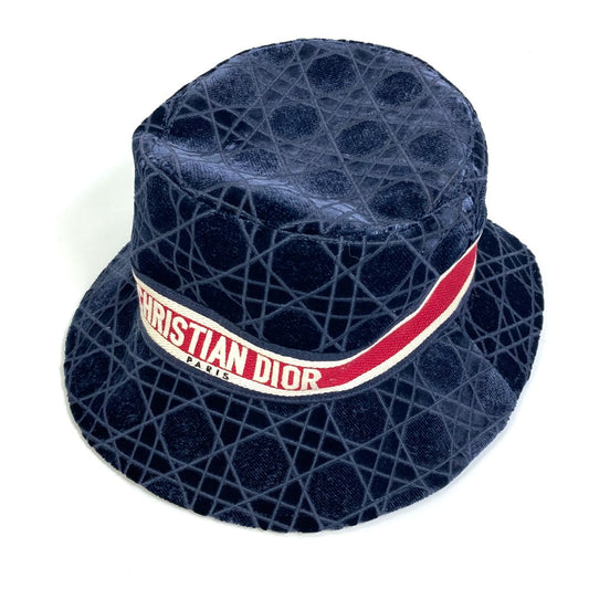 Dior hat 15CAN923X134 Cotton / Silk / Viscose Polyester Navy 21AW Velor Canage logo bob unisex(Unisex) 57