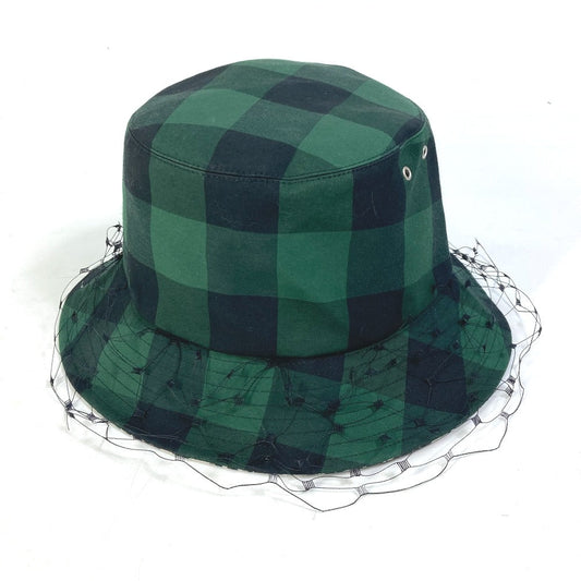 Dior hat 95TDD923G142 Polyester / Cotton green Oblique Veiled bob hat with checked tulle Women 57