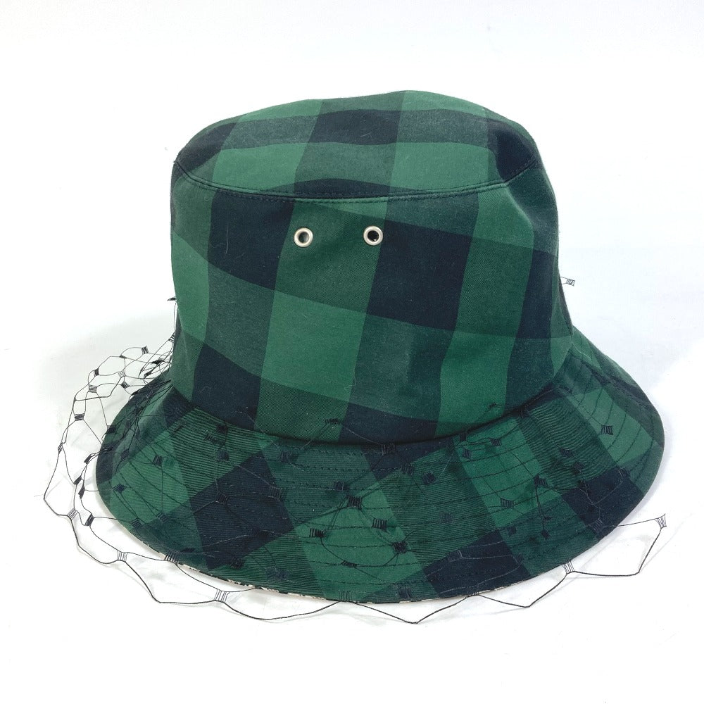 Dior hat 95TDD923G142 Polyester / Cotton green Oblique Veiled bob hat with checked tulle Women 57
