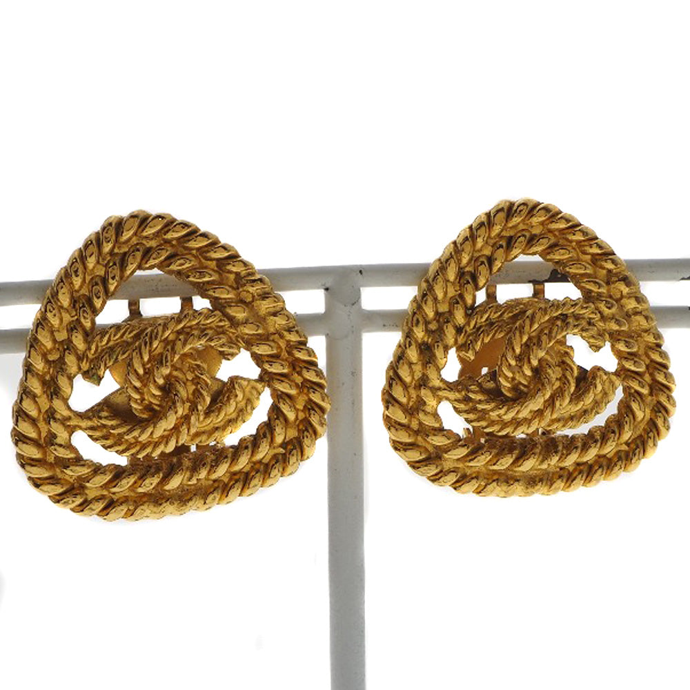 Chanel Chanel Coco Earring Triangle   G  French Made 1993 Gold 28  12.5g COCO Mark