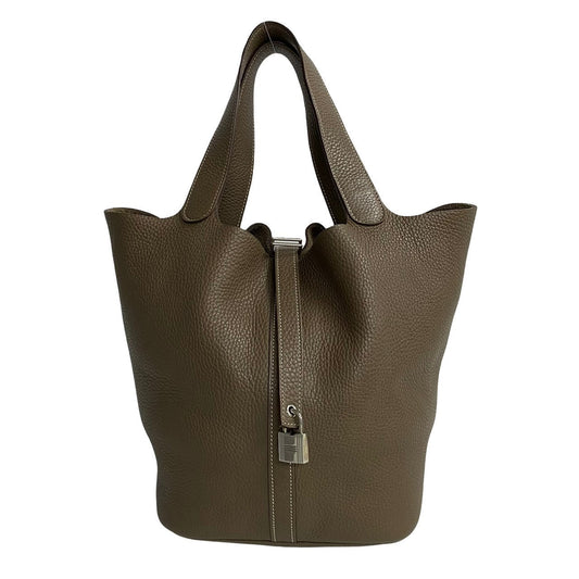 HERMES Handbag leather gray Picotan Lock GM