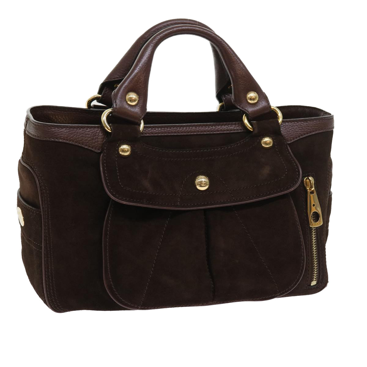 Luxury CELINE Hand Bag Suede Leather Brown  56762