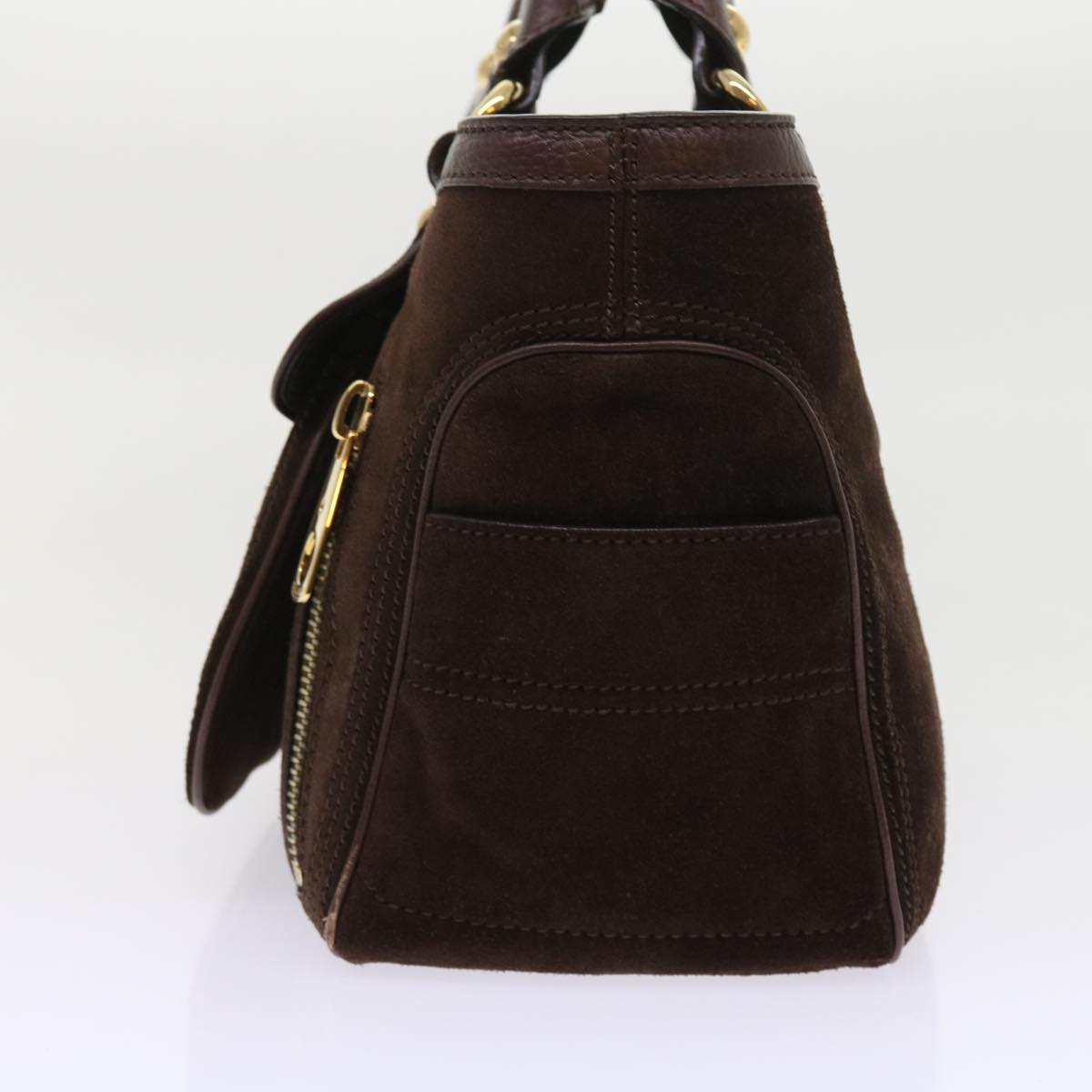 Luxury CELINE Hand Bag Suede Leather Brown  56762