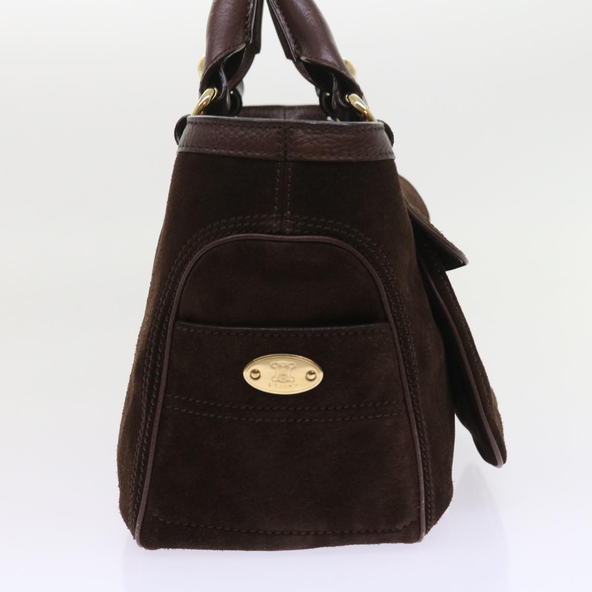 Luxury CELINE Hand Bag Suede Leather Brown  56762