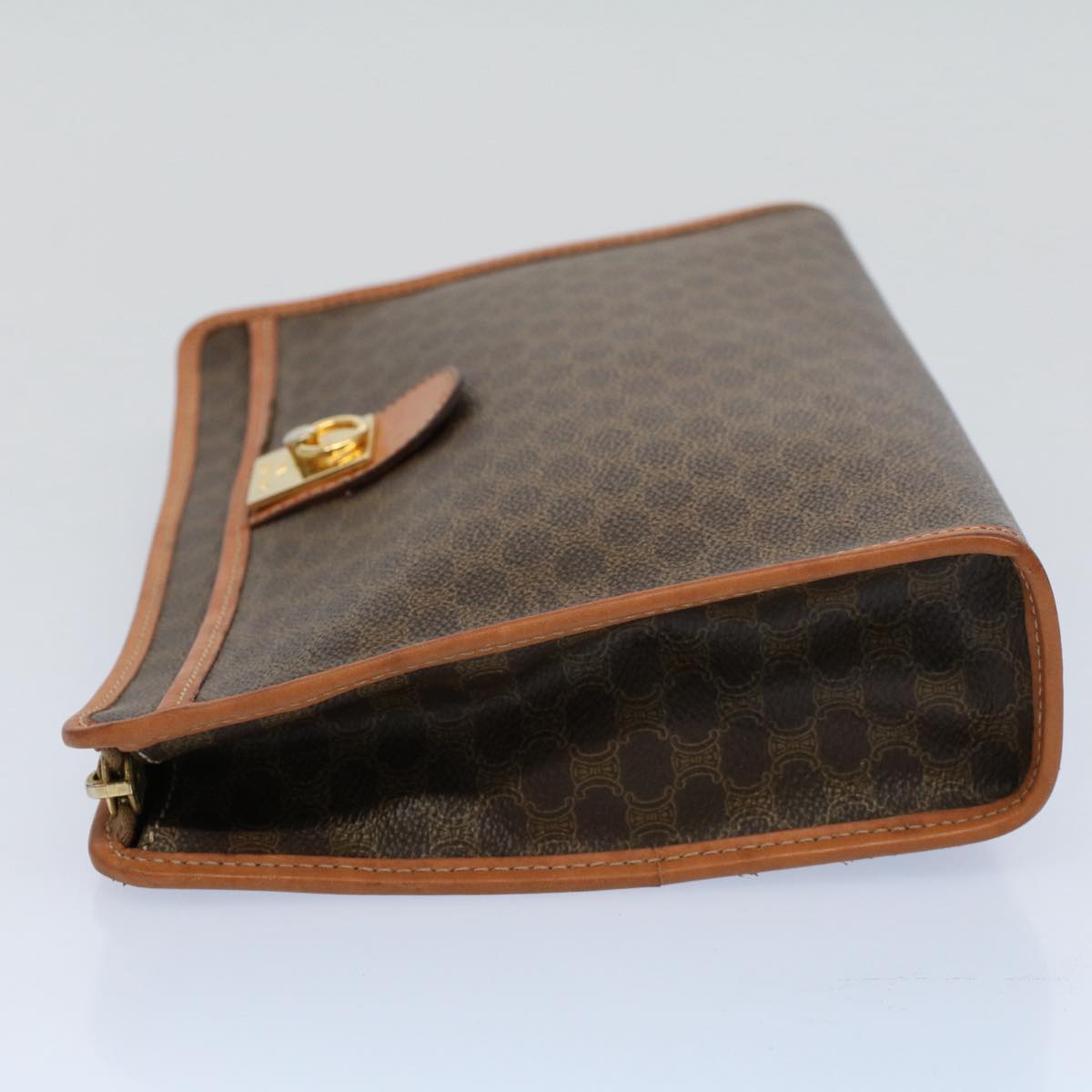 Luxury CELINE Macadam Canvas Clutch Bag PVC Leather Brown  56781
