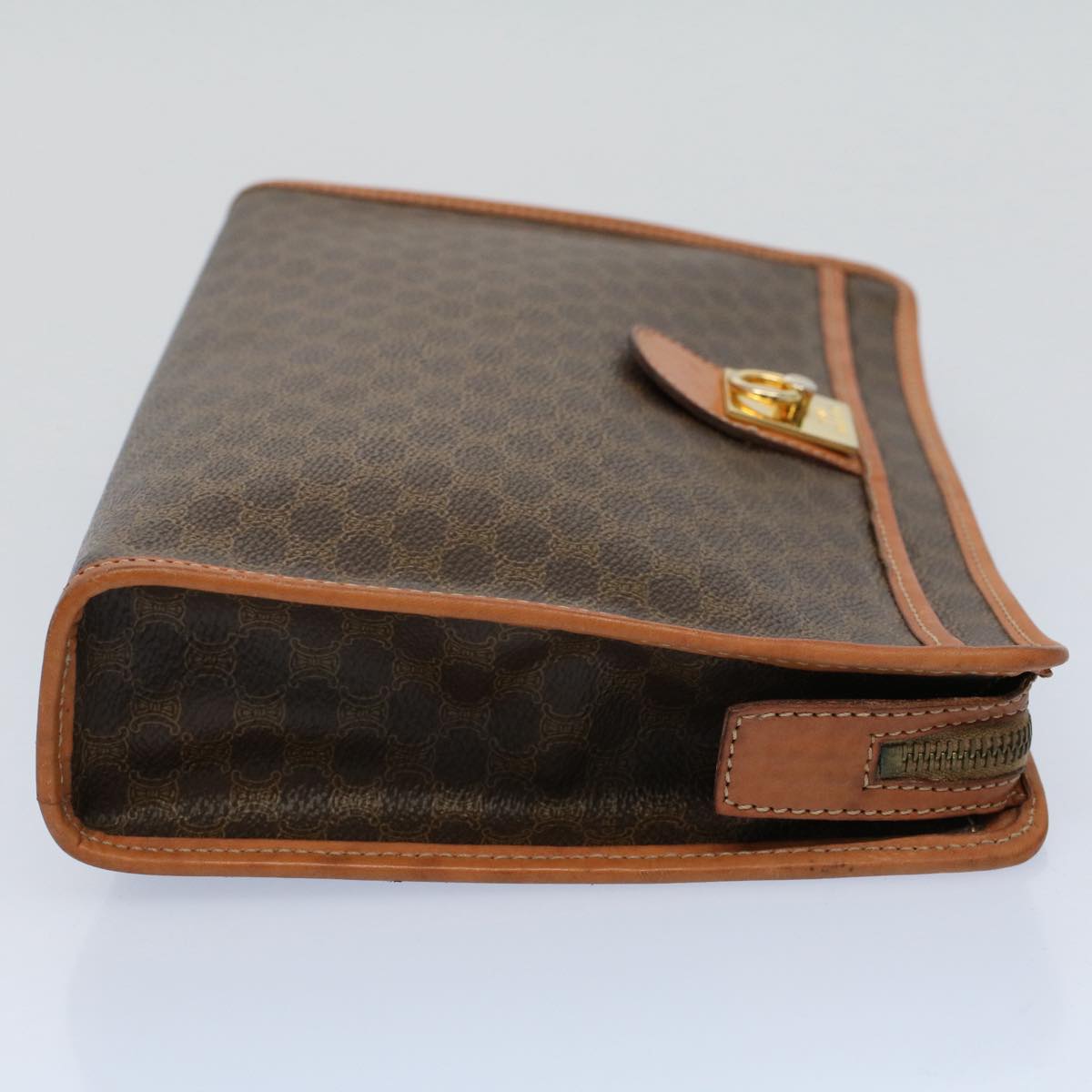 Luxury CELINE Macadam Canvas Clutch Bag PVC Leather Brown  56781