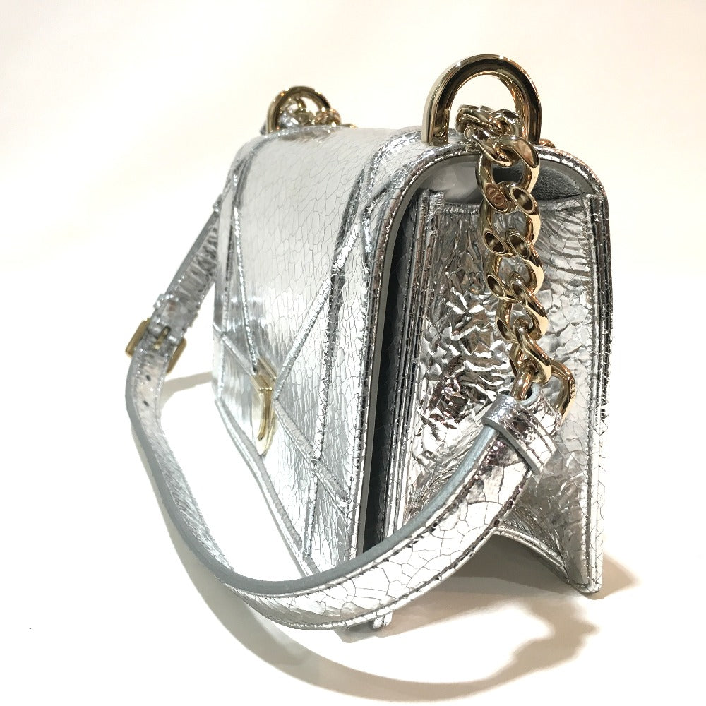 Dior Shoulder Bag leather Silver Small flap bag DIORAMA Women