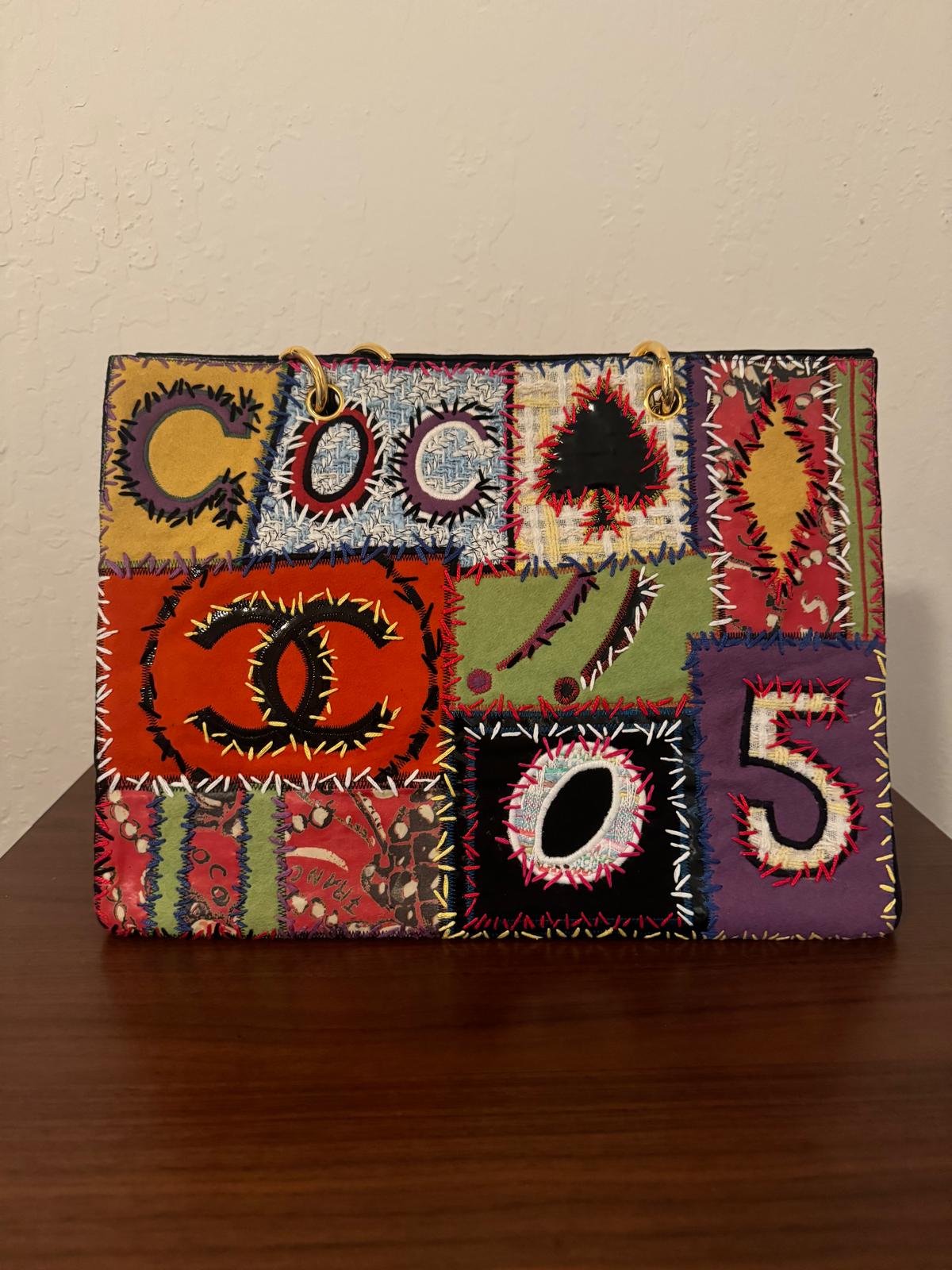 Chanel  1993 couture patchwork tote
