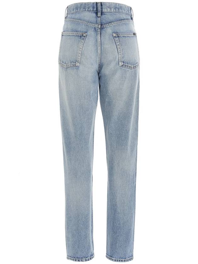 Luxury Saint Laurent Trending 2025 Women's Destroyed Washing Denim Jeans Light Blue