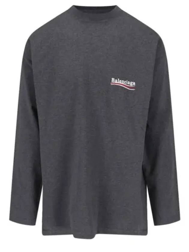Luxury Balenciaga Trending 2026 Embroidered Logo Cotton Long Sleeve T-Shirt Grey