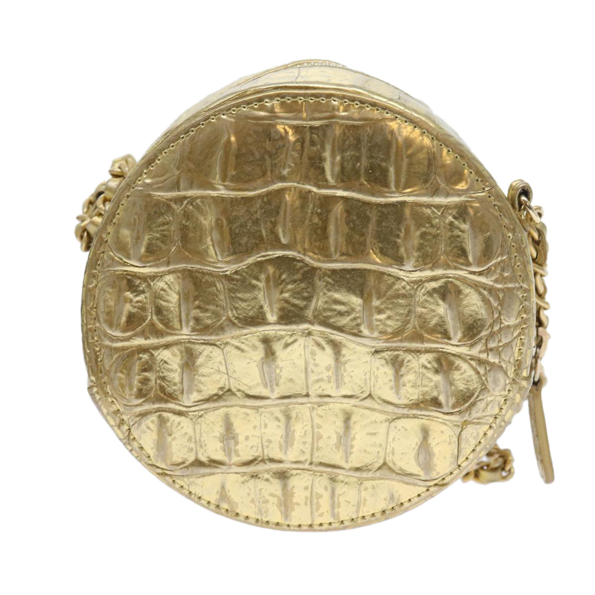 CHANEL Chain Shoulder Bag Calf leather Gold CC Auth 57040A