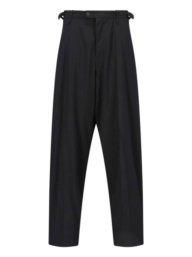 Luxury Balenciaga Trending 2026 Waist Buckle Strap Straight Pants Black