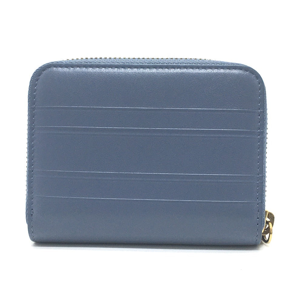 Dior Coin case leather Denim blue Striped wallet mens(Unisex)