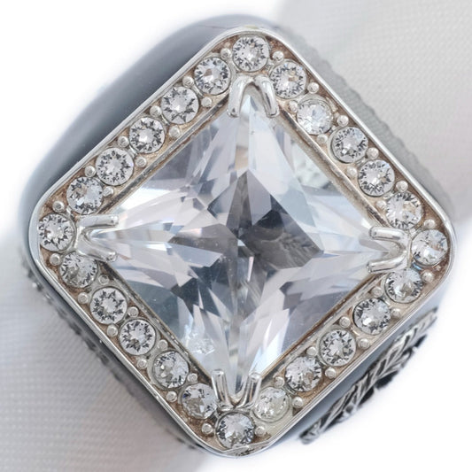 GUCCI Ring Silver925, Crystal black Clear stone Women No. 9 Used