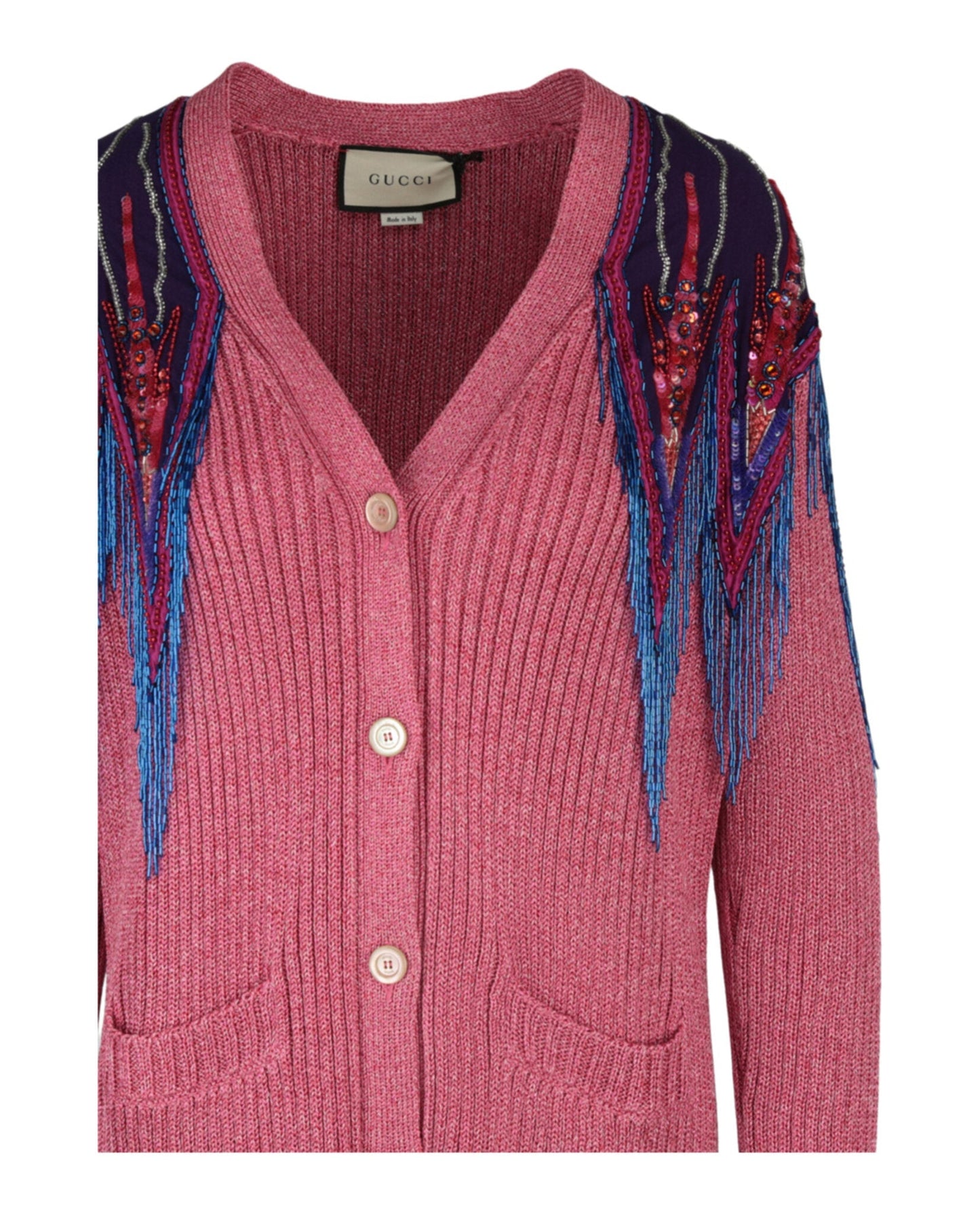 Gucci Womens Sequin And Fringe Cardigan