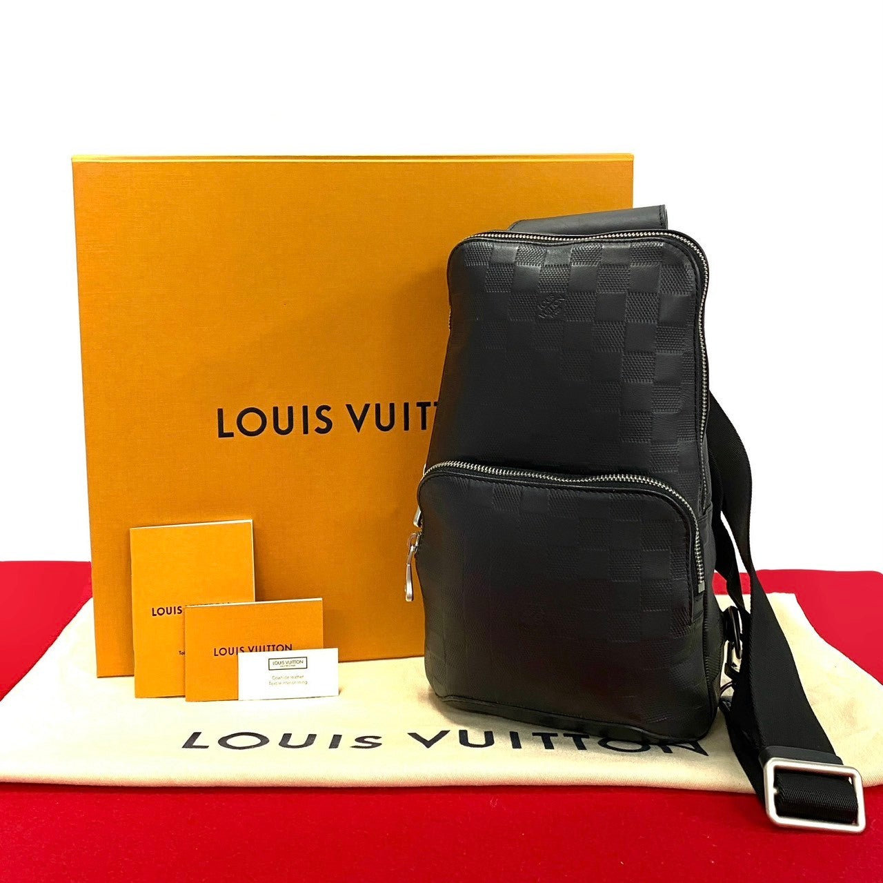 LOUIS VUITTON Shoulder Bag N41720 leather black Damier Anfini avenue sling mens