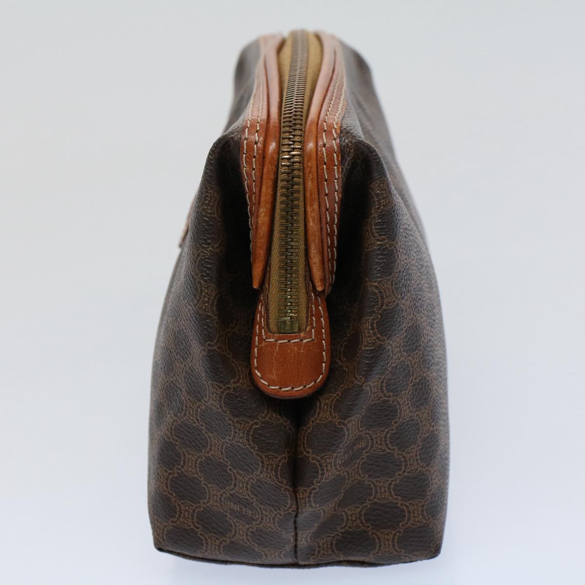 Luxury CELINE Macadam Canvas Pouch PVC Leather Brown  57303