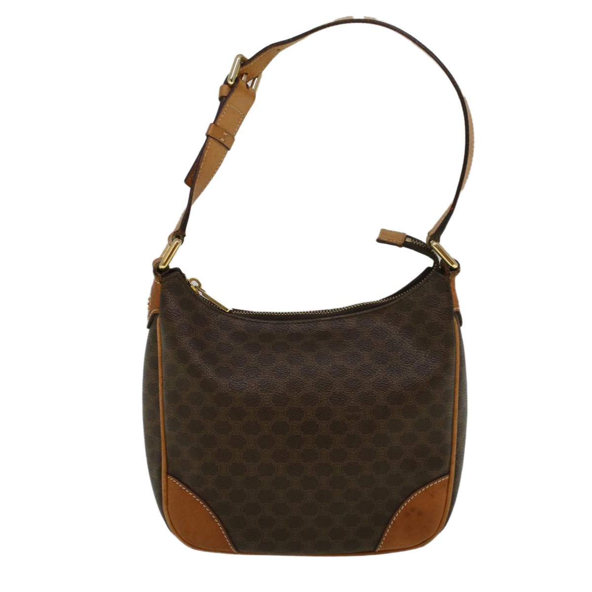 Luxury CELINE Macadam Canvas Shoulder Bag PVC Leather Brown  57306