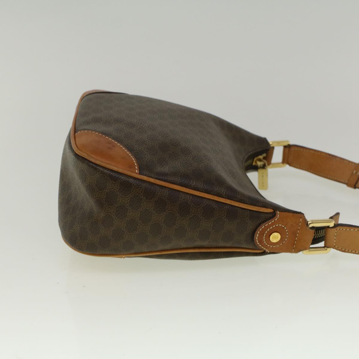 Luxury CELINE Macadam Canvas Shoulder Bag PVC Leather Brown  57306