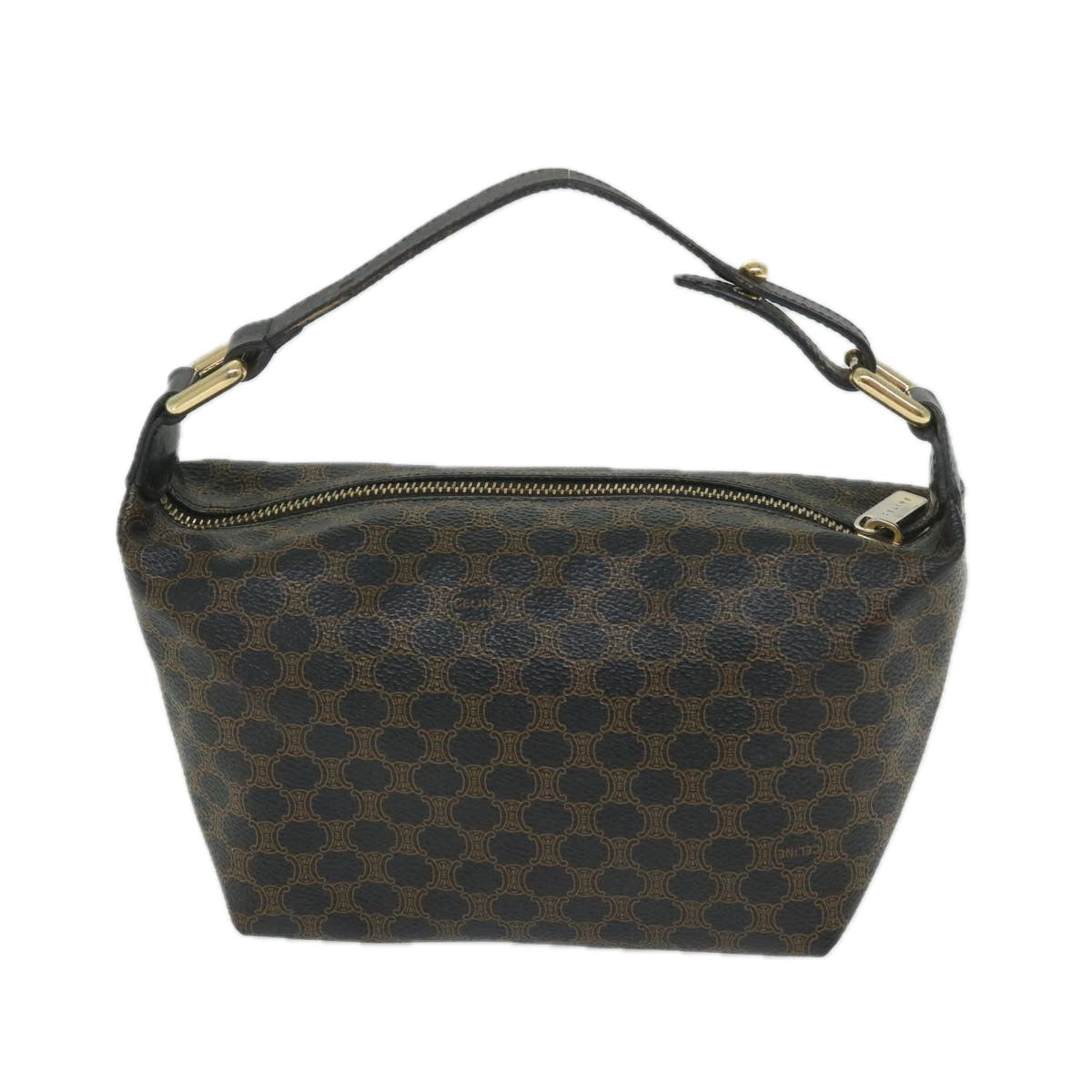 Luxury CELINE Macadam Canvas Hand Bag PVC Leather Black Brown  57309