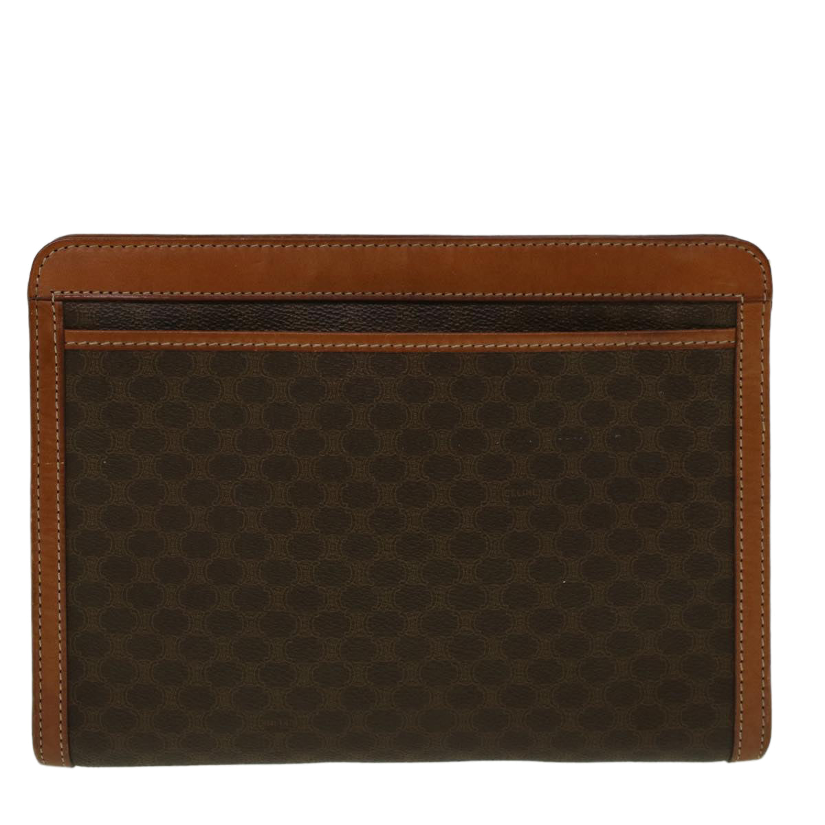 Luxury CELINE Macadam Canvas Clutch Bag PVC Leather Brown  57314