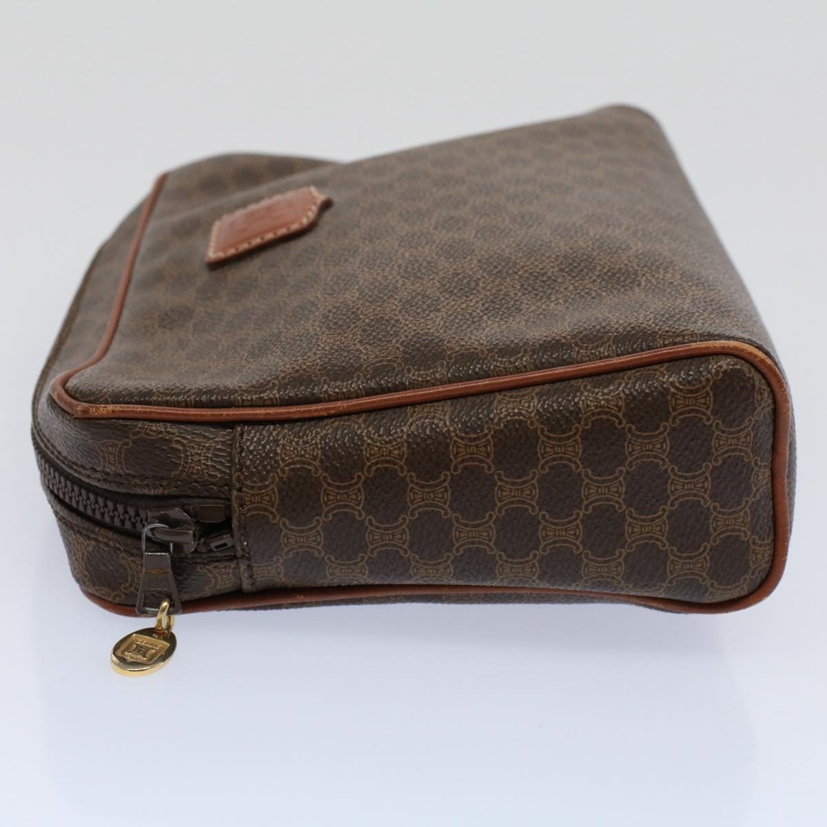 Luxury CELINE Macadam Canvas Clutch Bag PVC Leather Brown 57379