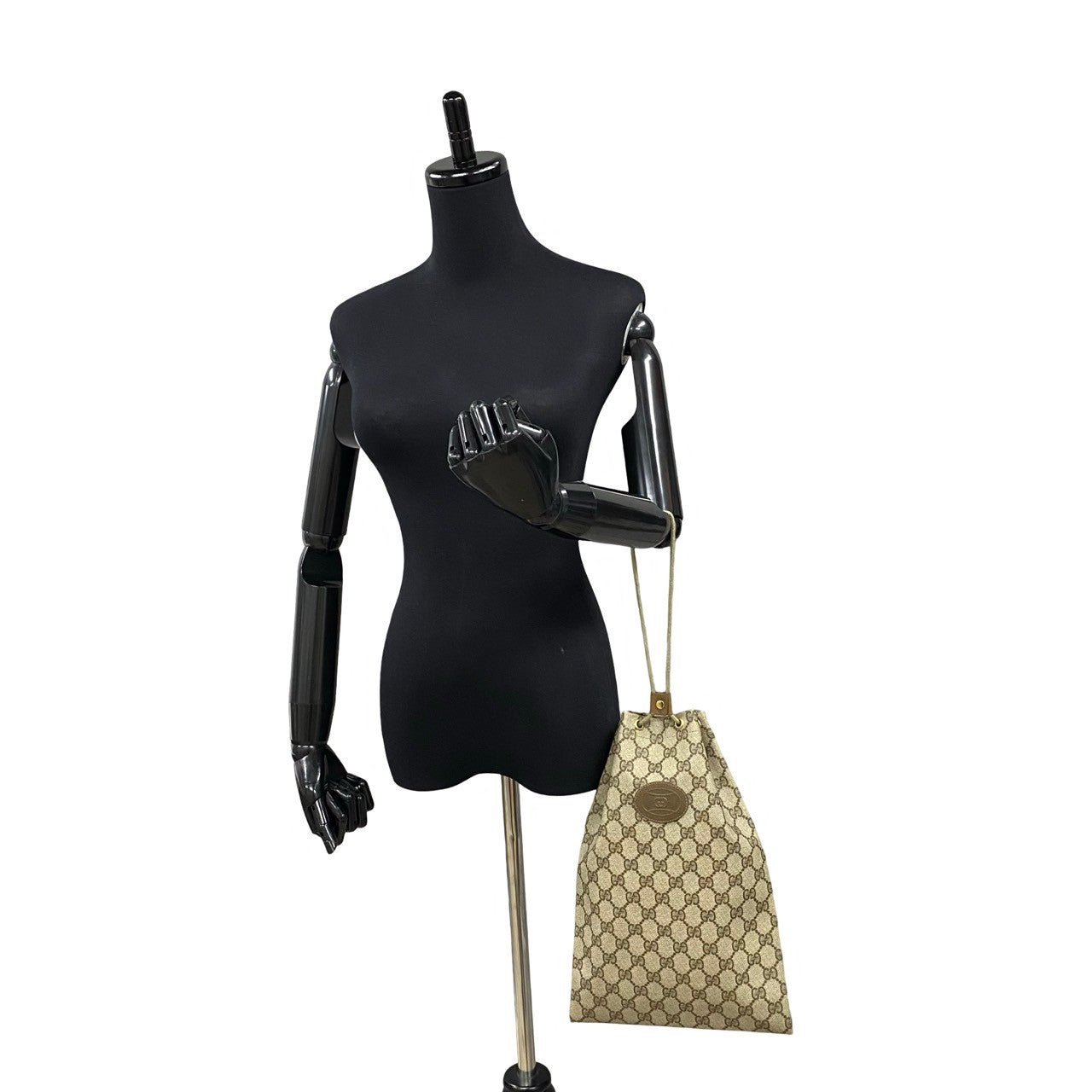 GUCCI Handbag Leather, PVC Brown GG logo Women