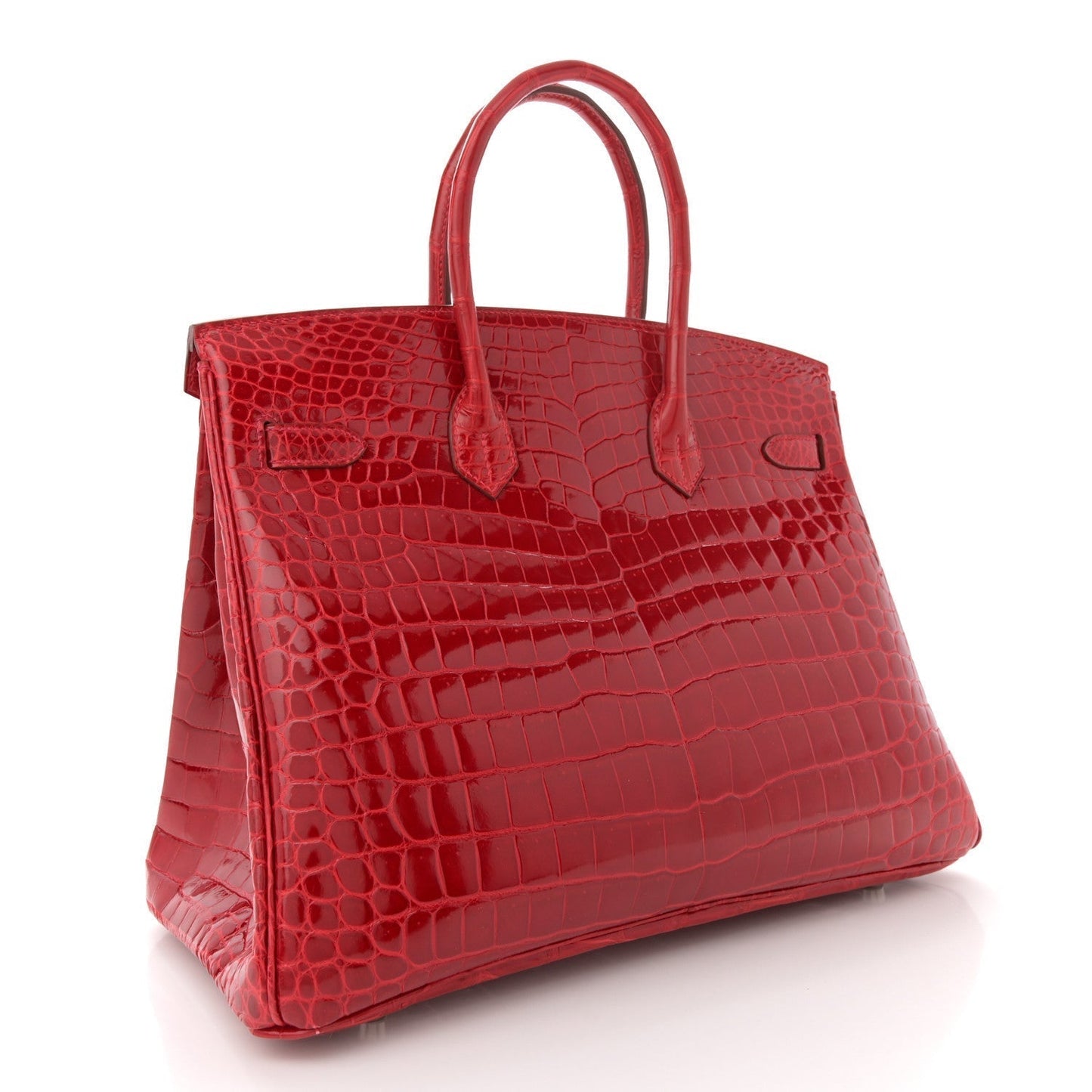 Hermes Shiny Porosus Crocodile Birkin 35 Rouge Casaque