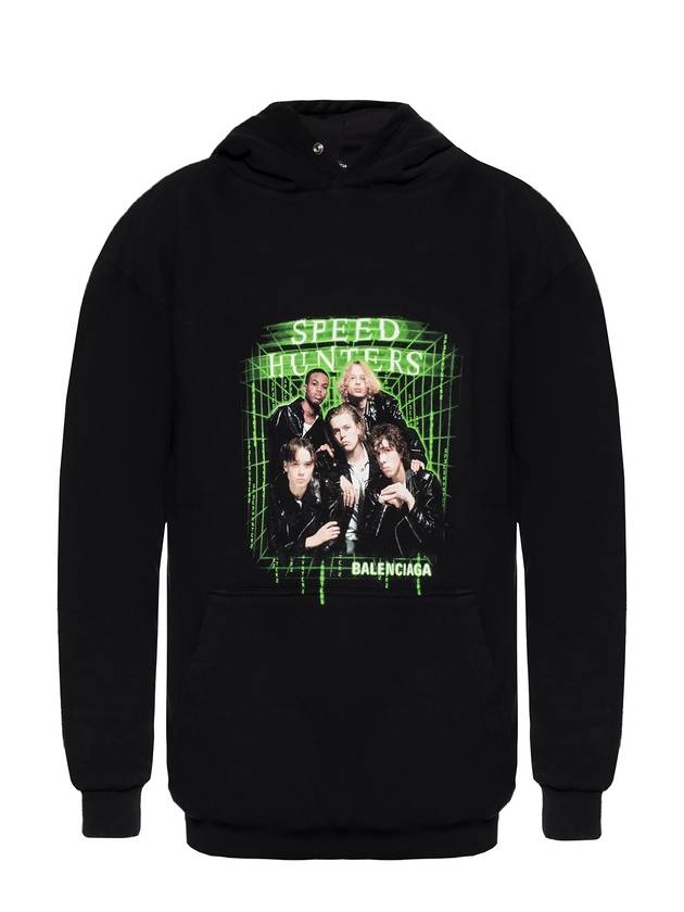 Luxury Balenciaga Trending 2026 Speed Hunter Print Hoodie Black