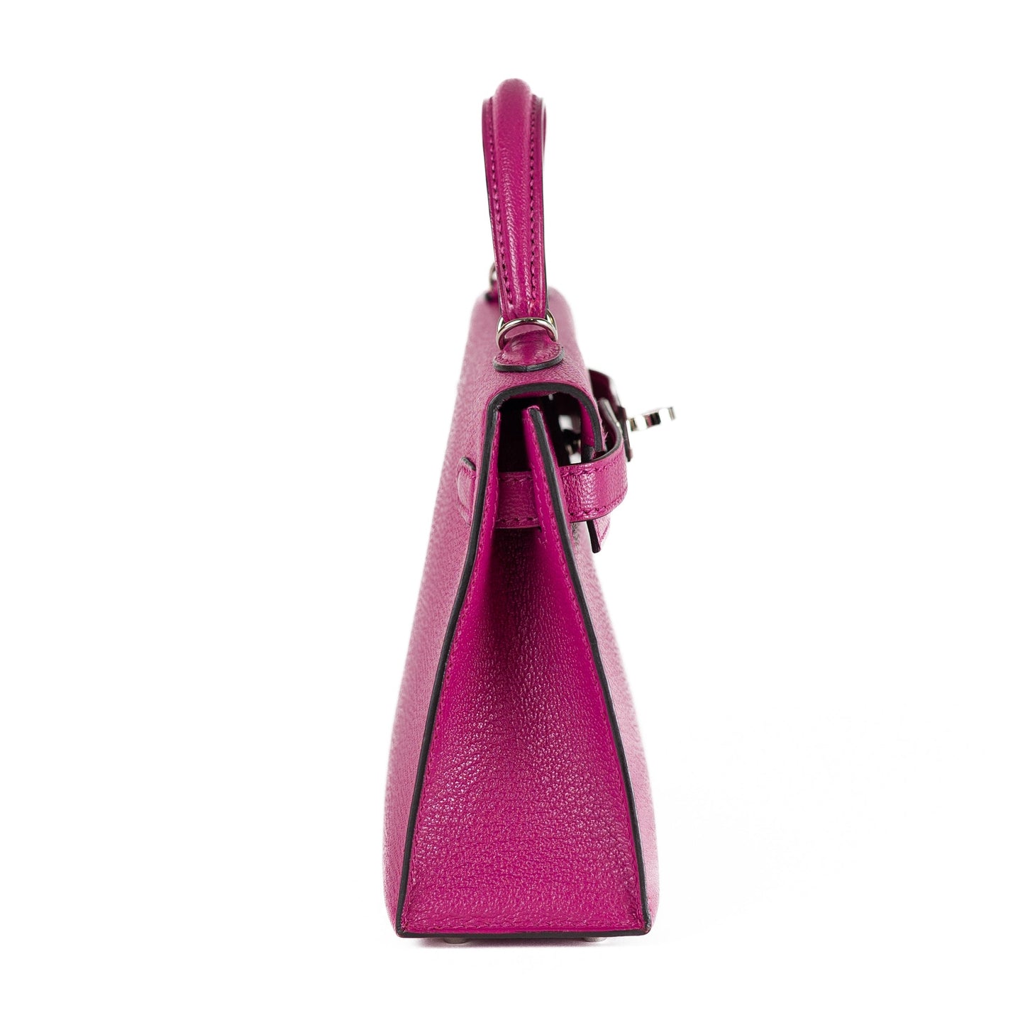 Hermes 20cm Rose Pourpre Chevre Mini Kelly w/ Palladium Hardware