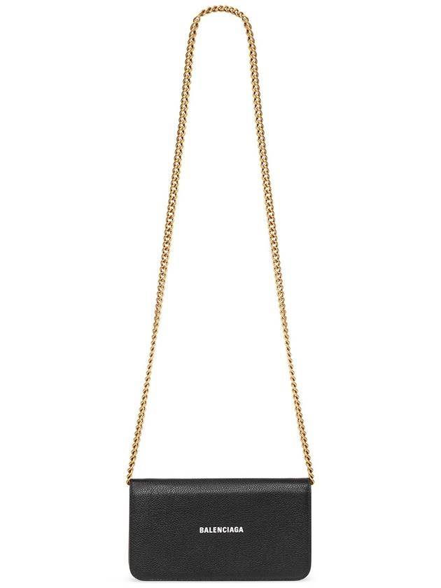 Luxury Balenciaga Trending 2026 Cash Chain Wallet Mini Calfskin Cross Bag Black