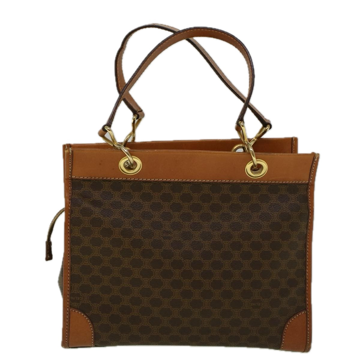 Luxury CELINE Macadam Canvas Hand Bag PVC Leather Brown  57855