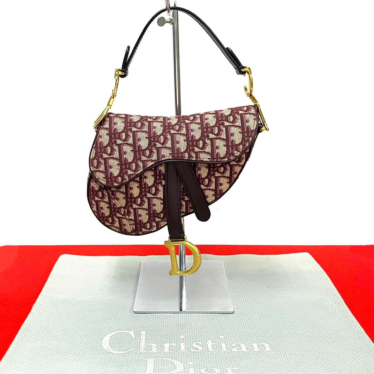 Christian Dior Saddle Bag Canvas Leather Handbag