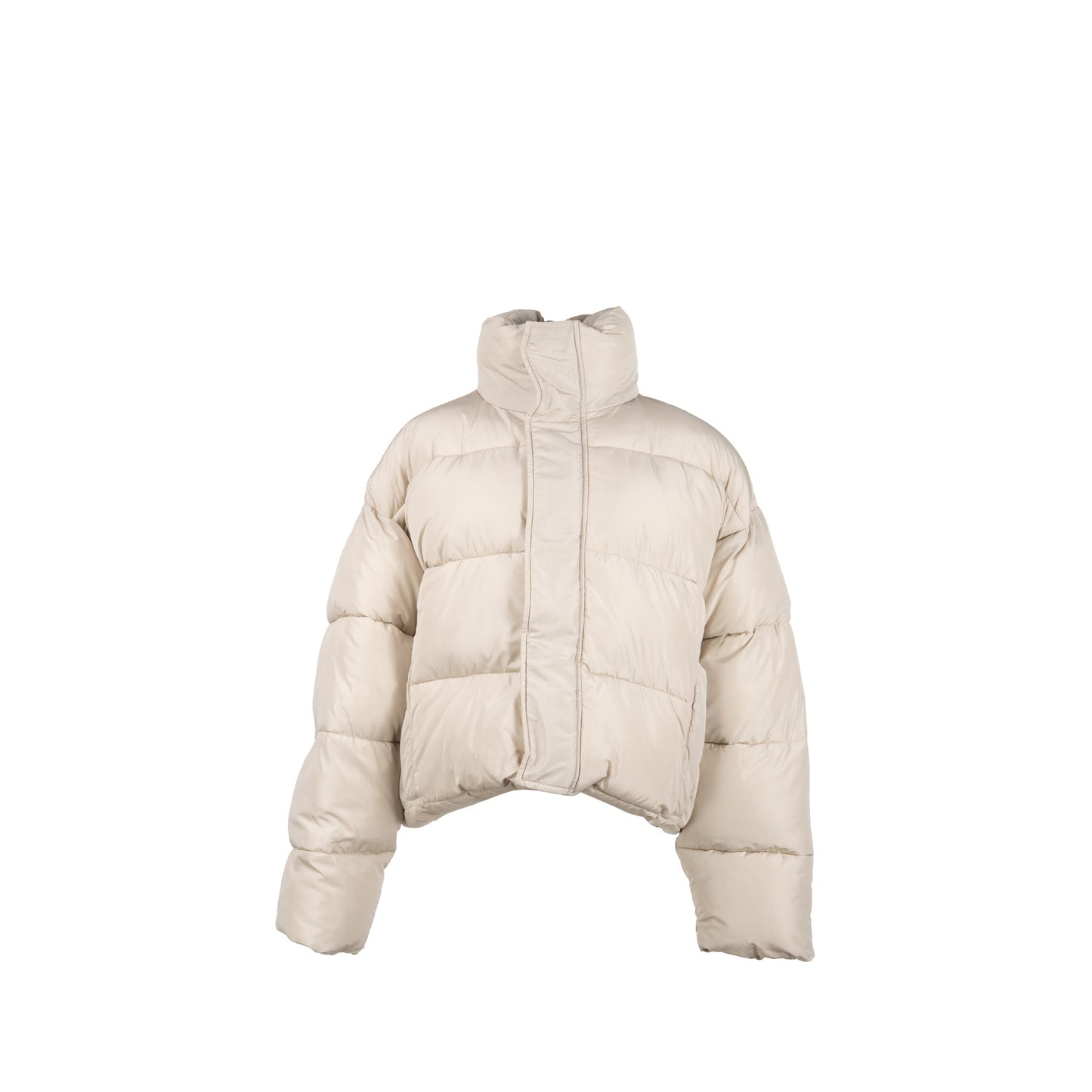 Balenciaga Size 36 Puffer Jacket Polyester/Viscose White with Black Hardware