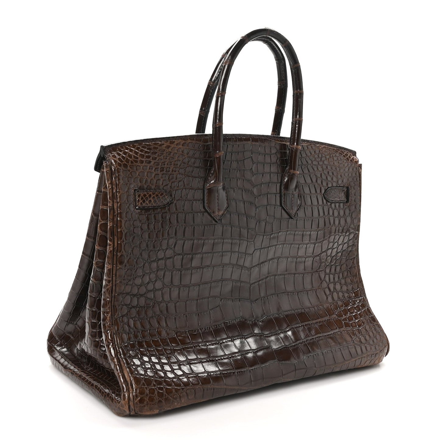 Hermes Shiny Porosus Crocodile Birkin 35 Havane