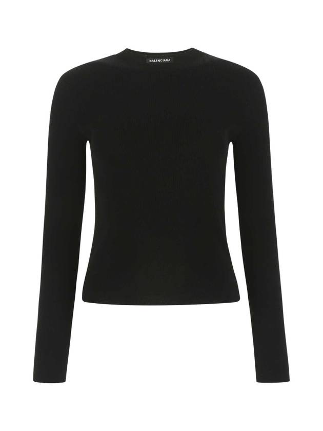 Luxury Balenciaga Trending 2026 WoMen's Neck Logo Crew Neck Knit Top Black