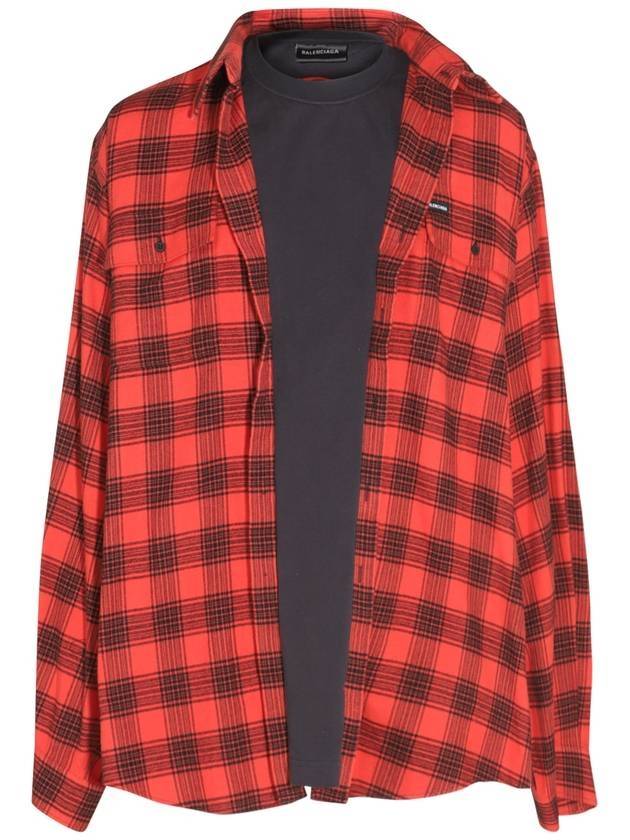 Luxury Balenciaga Trending 2026 Trompe L'Oeil Long Sleeve Shirt Red
