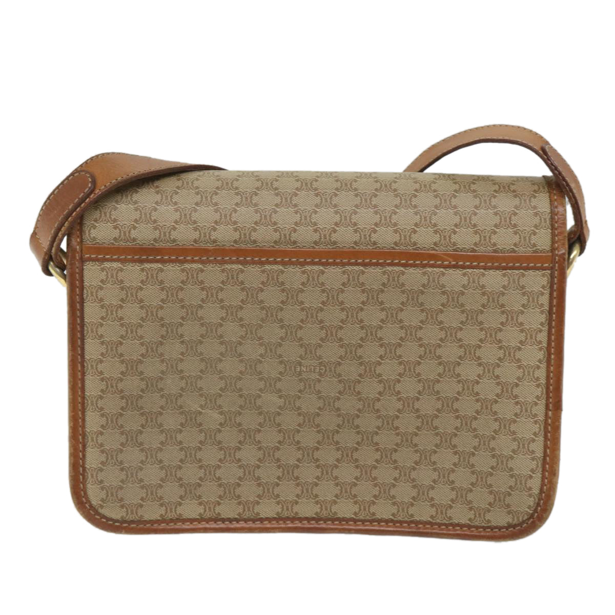 Luxury CELINE Macadam Canvas Shoulder Bag PVC Leather Beige Brown  58083