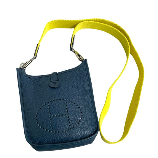 HERMES Shoulder Bag Taurillon Clemence, Leather blue Evelyn TPM Women Used